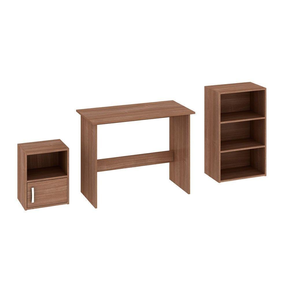 Juego Escritorio + Estante y Cajonera Café TERRA-0
