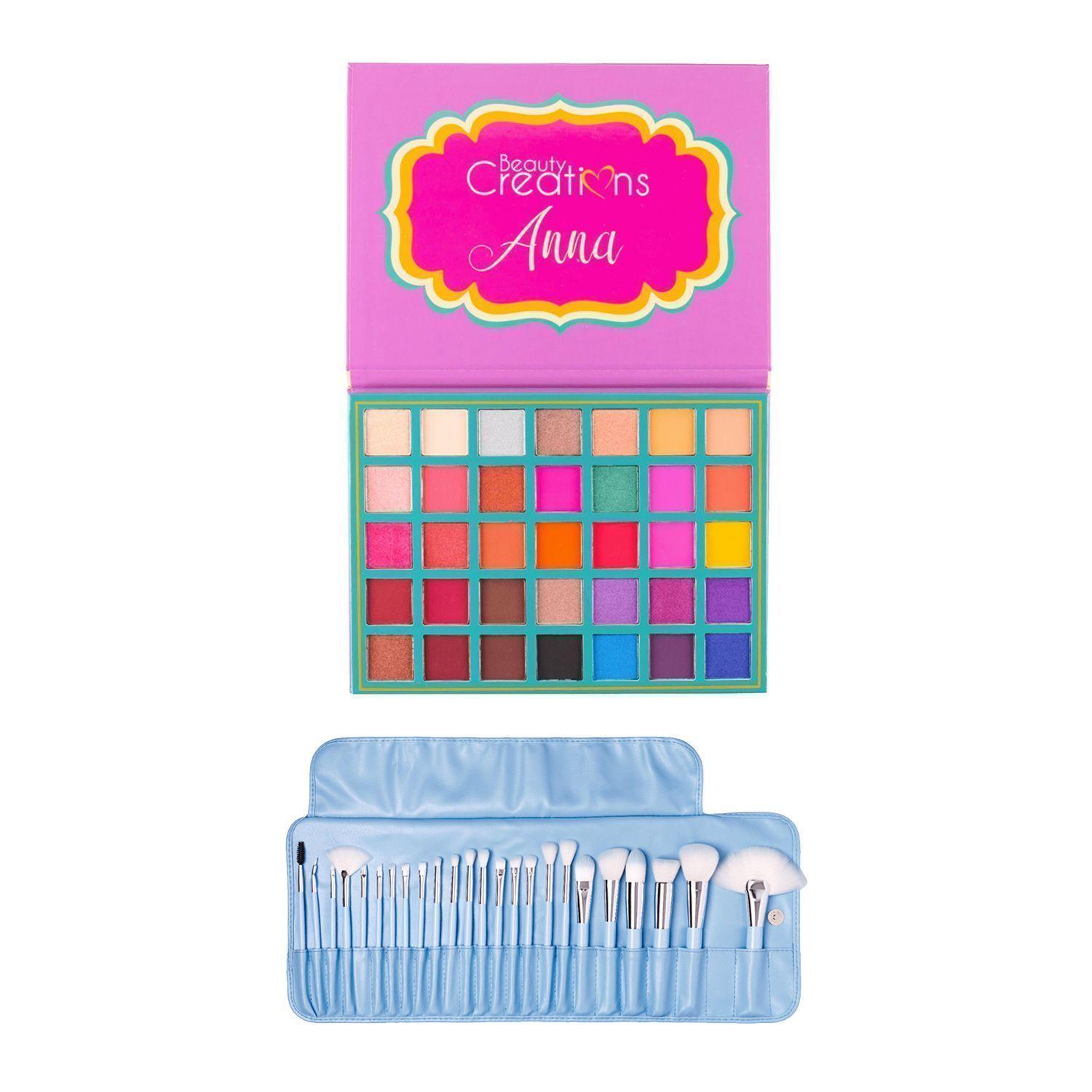 Pack Paleta De Sombra "Anna" + Set 24 Brochas Pastel Bubble Gun de Beauty Creations-0