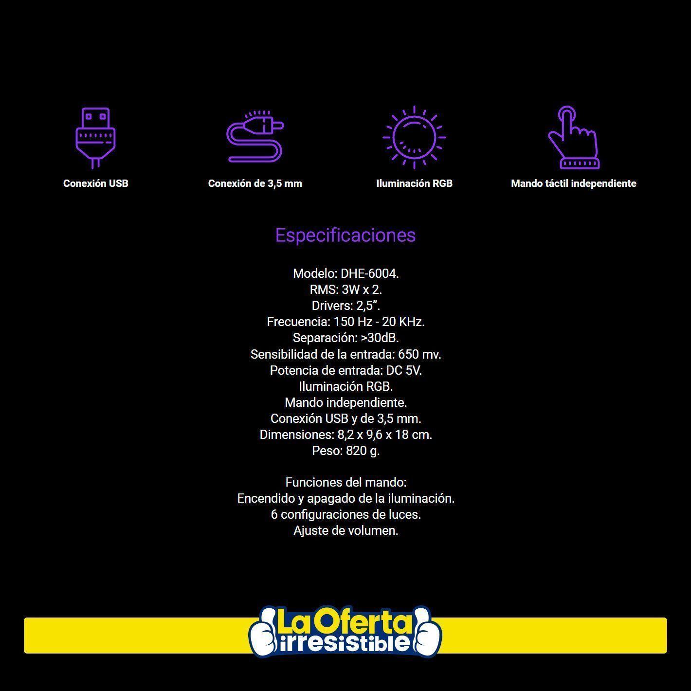 Parlantes Gamer HP DHE-6004 RGB-2