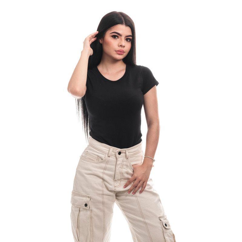 POLERA MUJER CUELLO REDONDO MANGA CORTA NEGRA-3