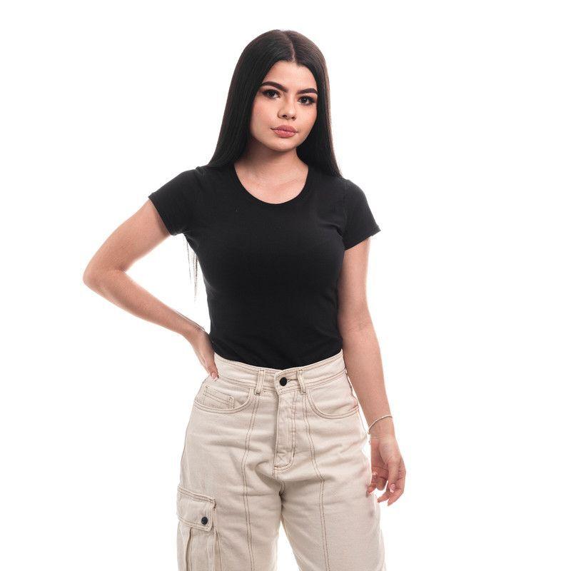 POLERA MUJER CUELLO REDONDO MANGA CORTA NEGRA-0