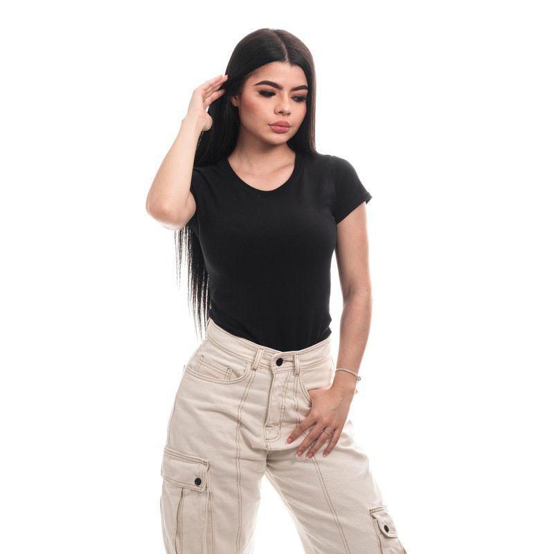 POLERA MUJER CUELLO REDONDO MANGA CORTA NEGRA-4