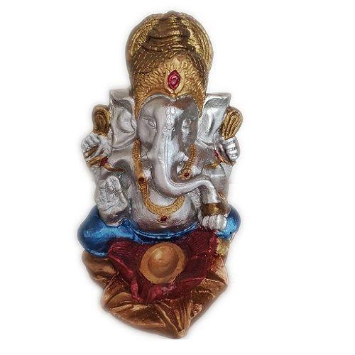 GANESHA PORTA VELA COLORES RADIANTES PLATEADO 33 CM -0