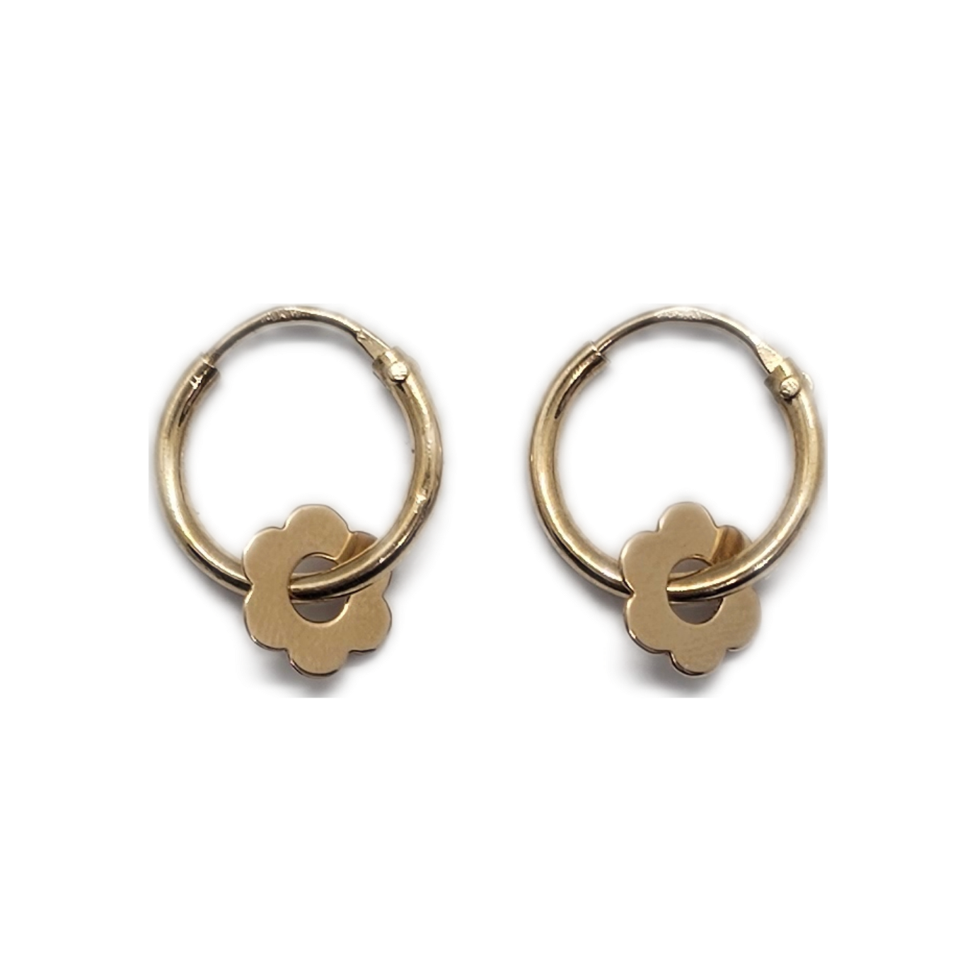 Aros Argollas Flor Oro 18k Nacional 14mm 8mm-0