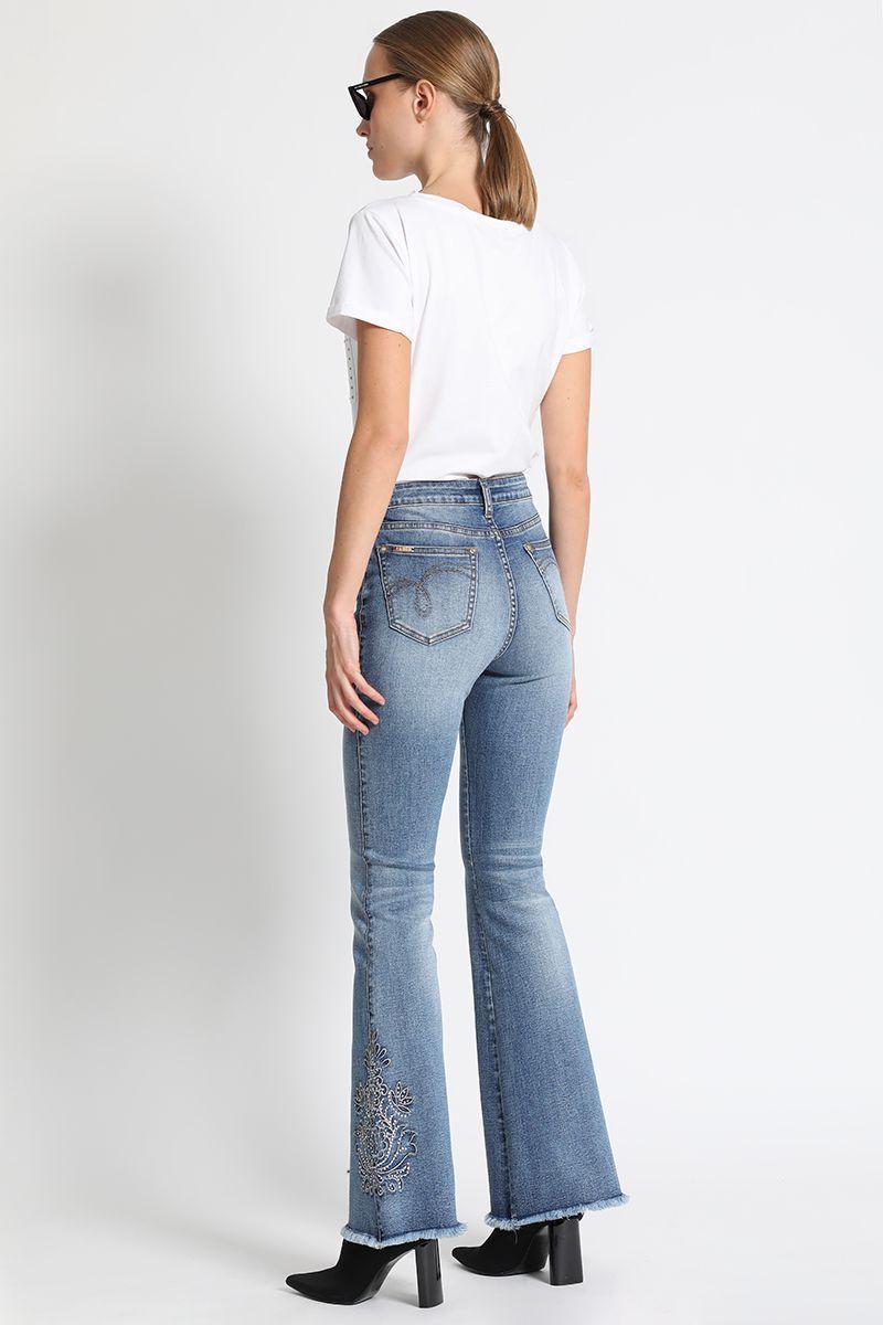 Jeans Flare Tiro Medio Azul Liola-2