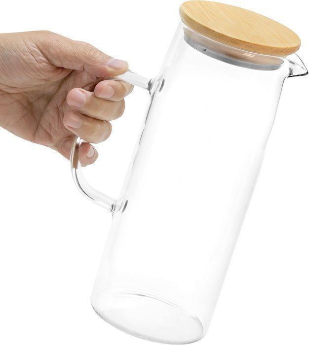Jarra de Vidrio con Tapa de Bambo-1