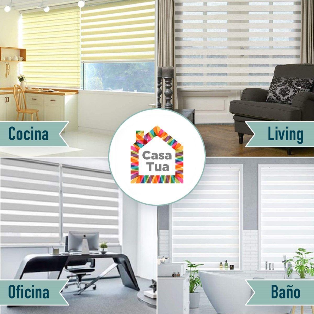 Cortina Roller Duo Día Noche Zebra, ancho 150 x largo 200cm Negro-4