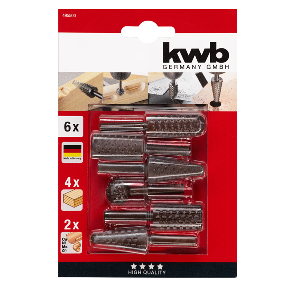 Kit Juego Broca Madera Metal Escofina Rotativa 1/4 5 Pcs Kwb-0