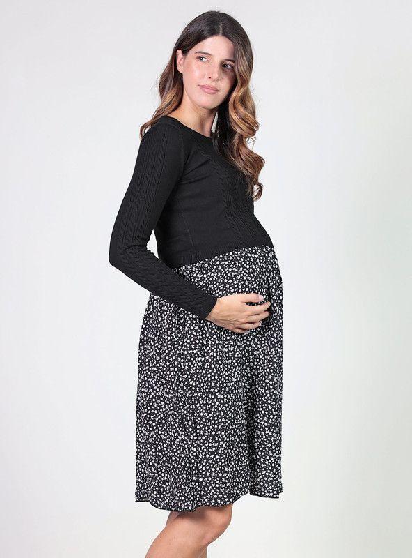 Vestido lactancia con falda estampada-1