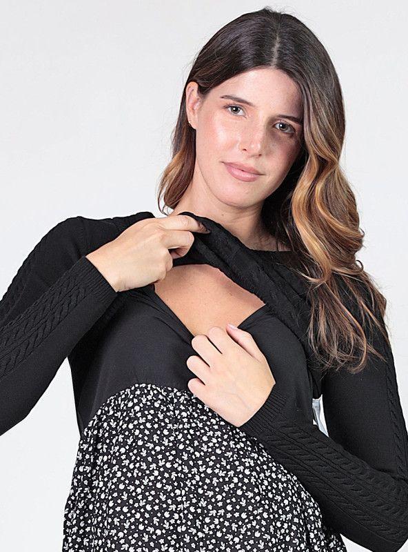 Vestido lactancia con falda estampada-4