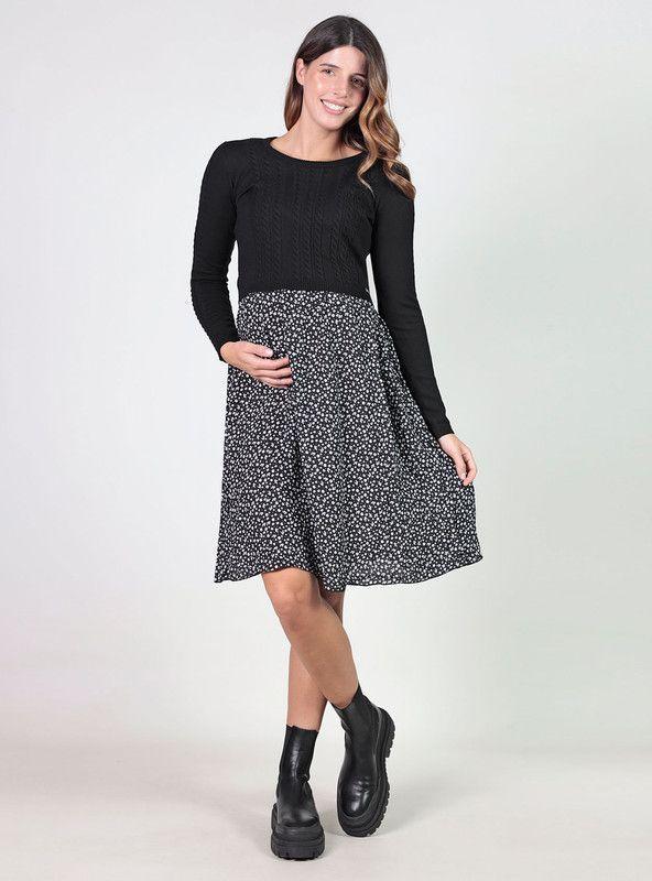 Vestido lactancia con falda estampada-3