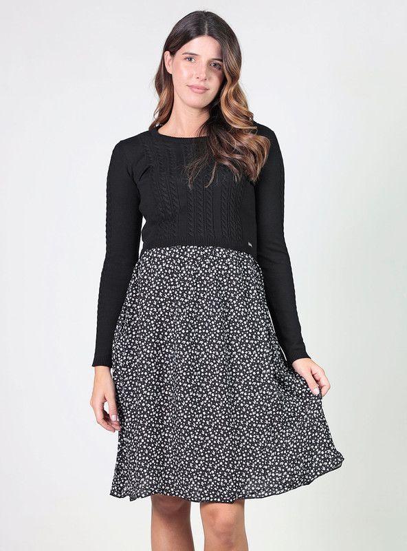 Vestido lactancia con falda estampada-0