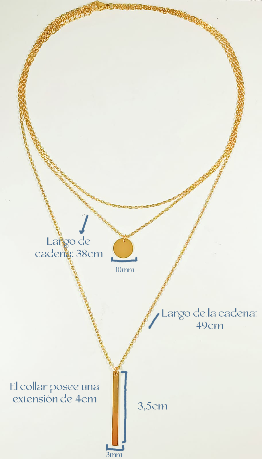 Colgante Multicapa Collar Moderno Minimalista Chapado En Oro-7