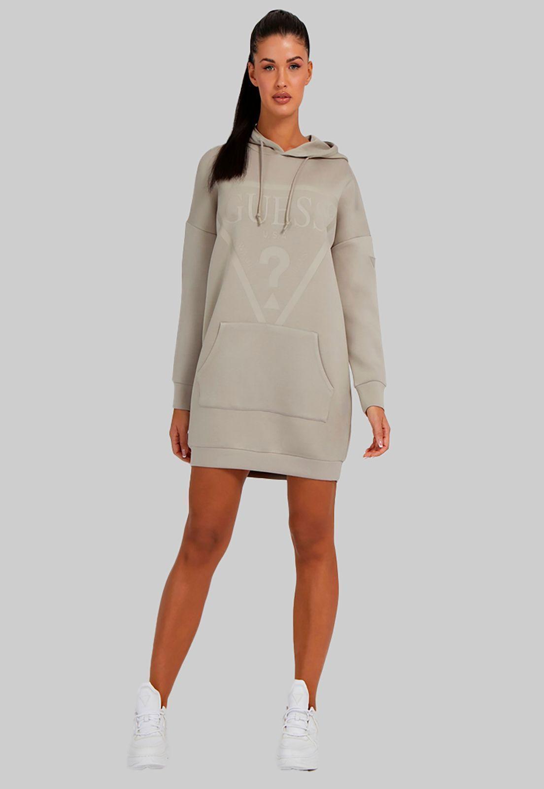 Poleron Guess Alisa Long Hooded Sweatshirt Trtp Beige-10