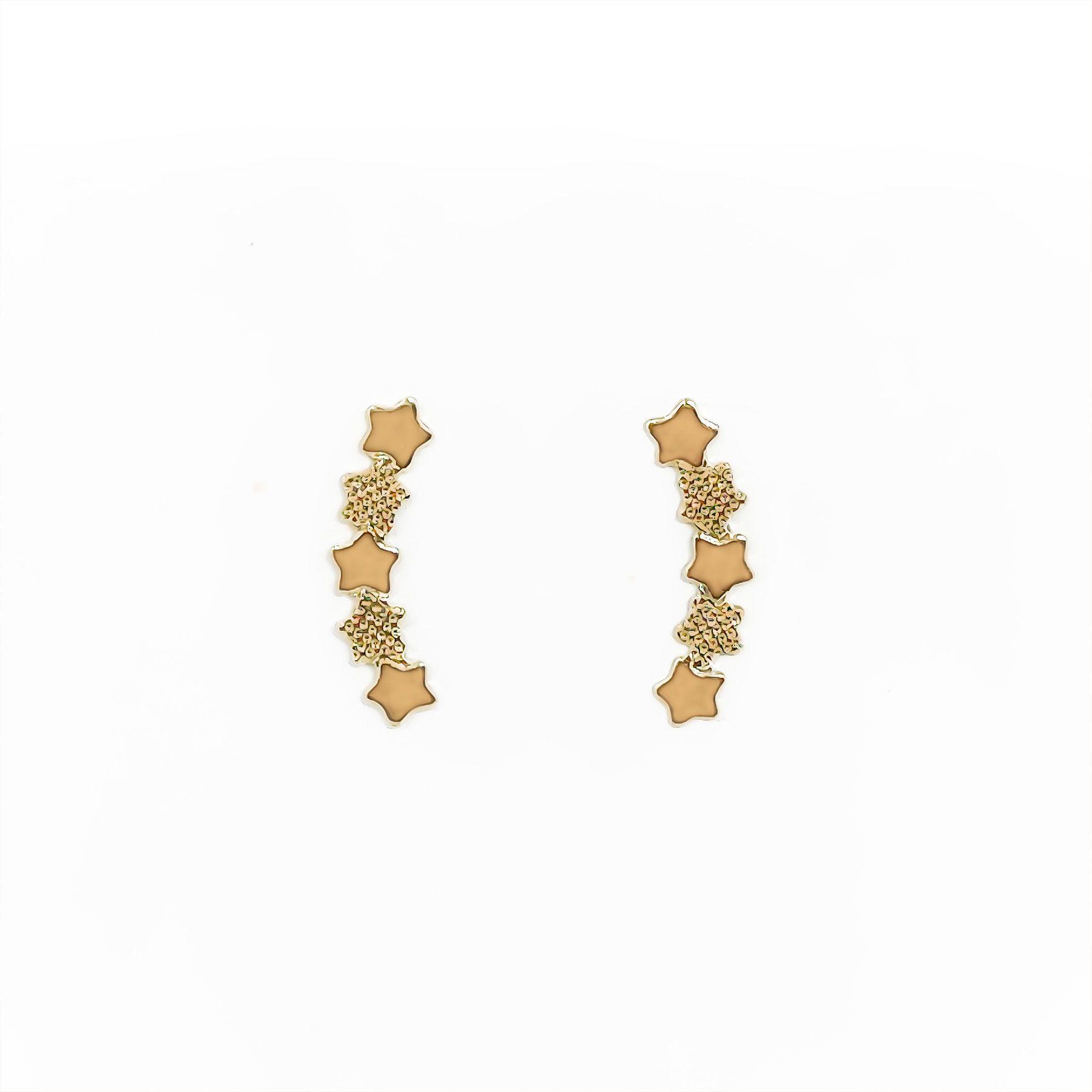 Aros Trepadores 5 Estrellas Enchapado Oro 18K-0