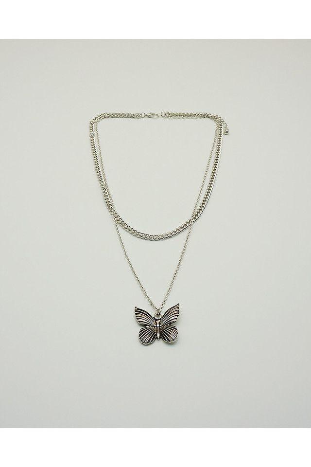 Collar Corto Mariposa Plateado I-D-0