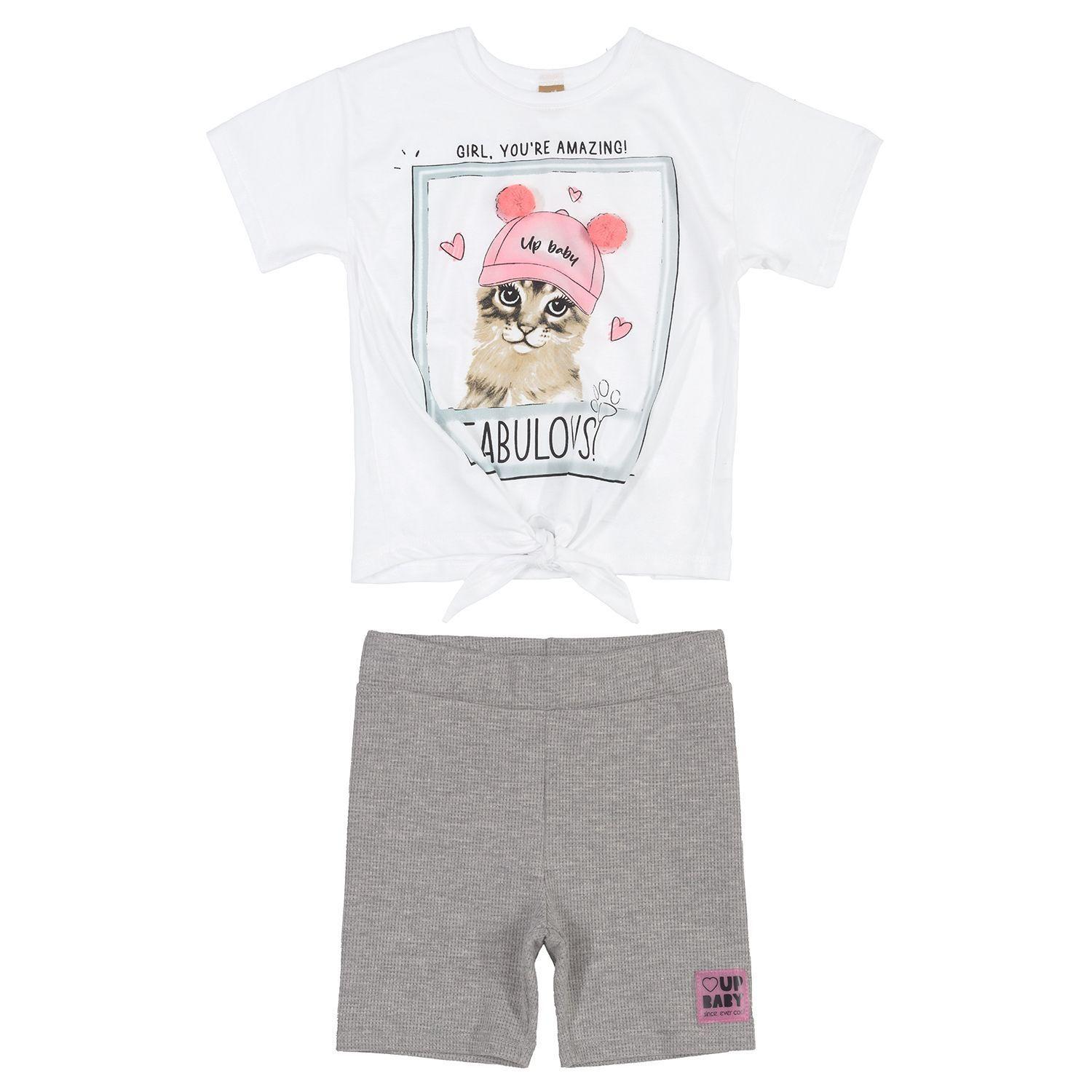Conjunto Gatito Polera y Calza Blanco Up Baby-0