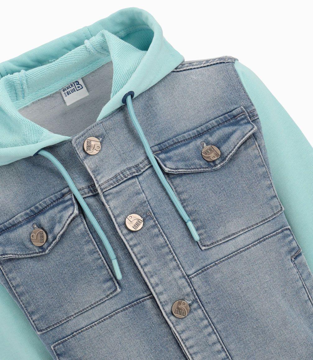 Chaqueta Con Mangas Azules Niño Denim Celeste Black and Blue-1