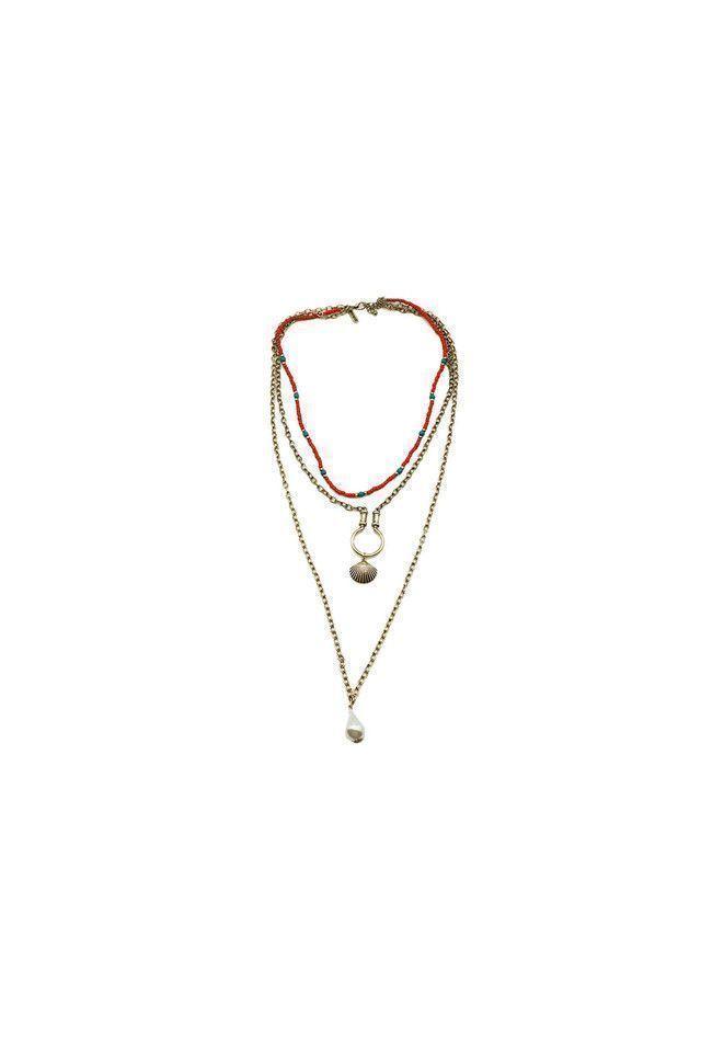 Collar Largo Naranjo Folk Fire Shell Humana-0