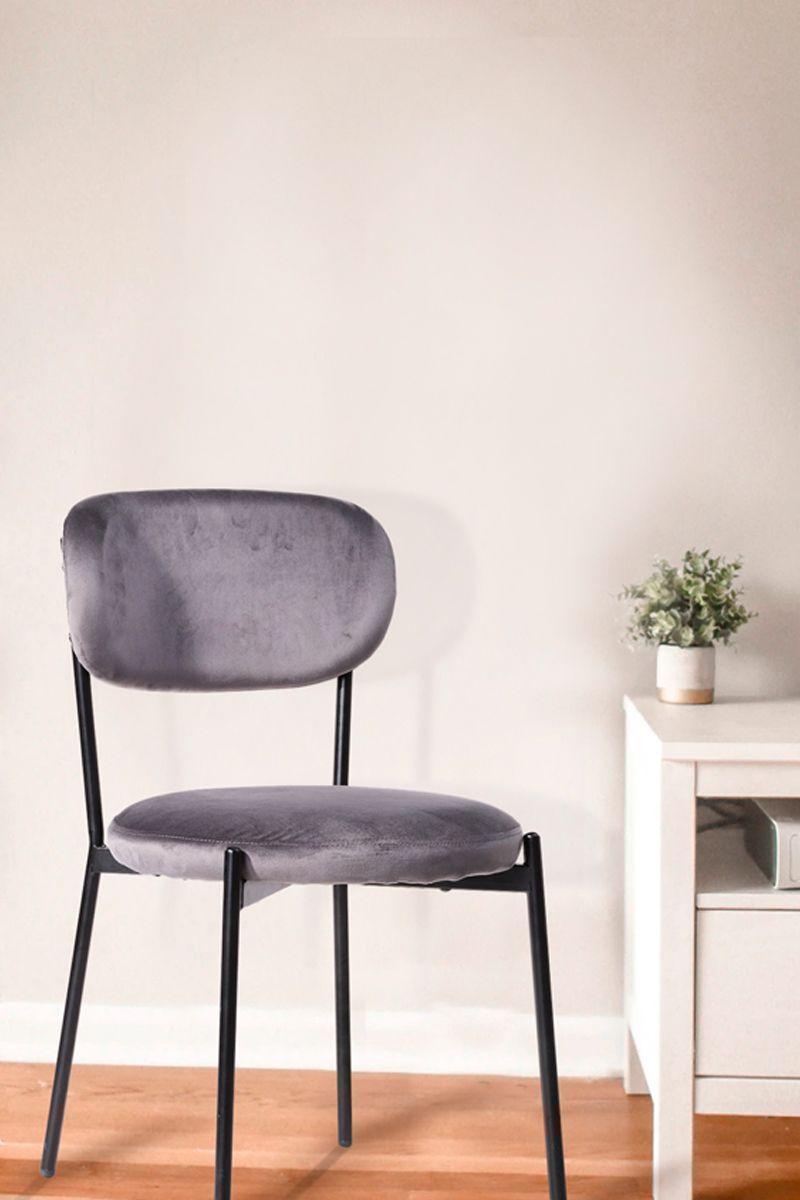 Pack 4 Sillas Acolchadas Tapiz Tela Gris-5