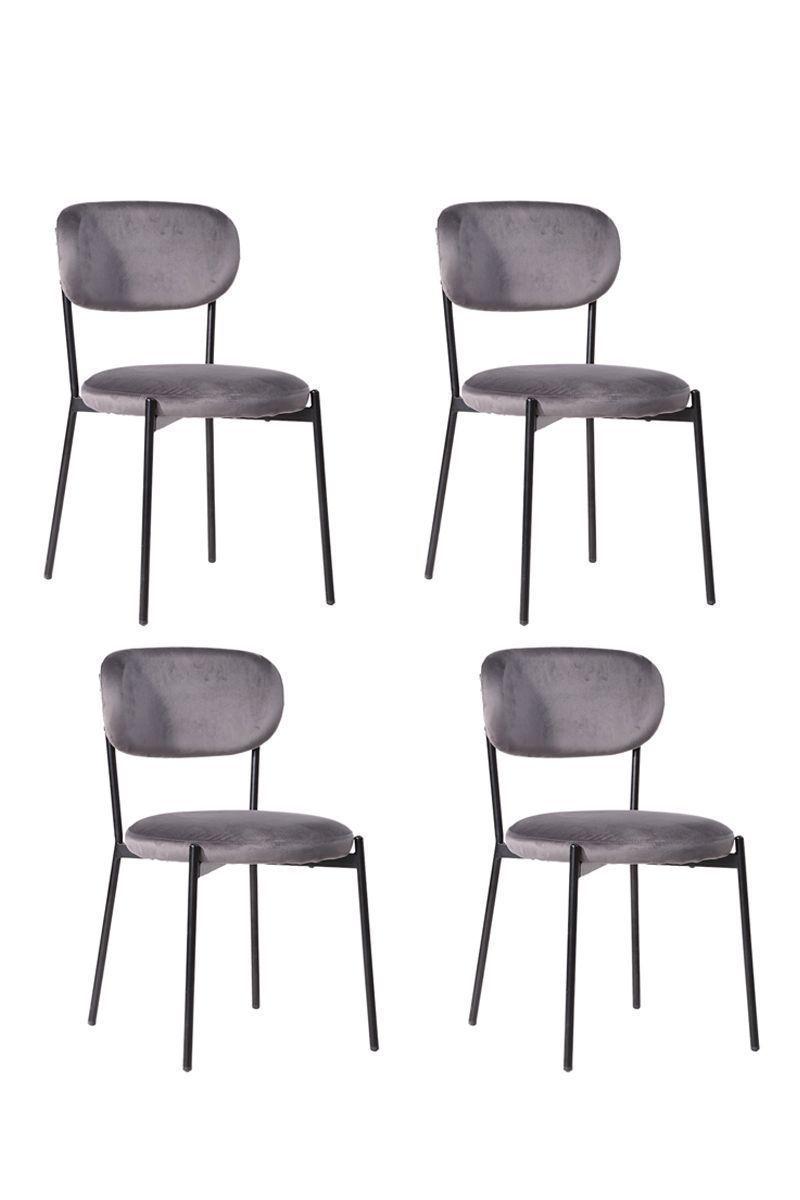 Pack 4 Sillas Acolchadas Tapiz Tela Gris-0