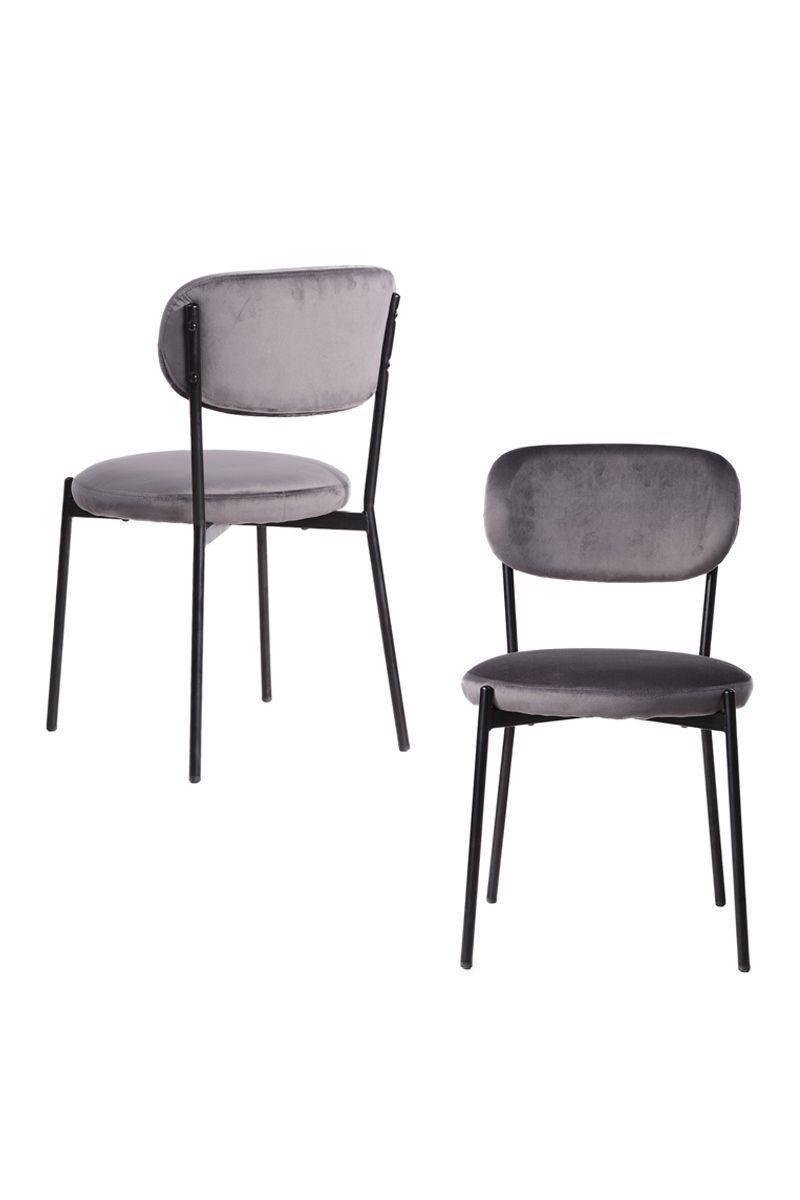 Pack 4 Sillas Acolchadas Tapiz Tela Gris-3