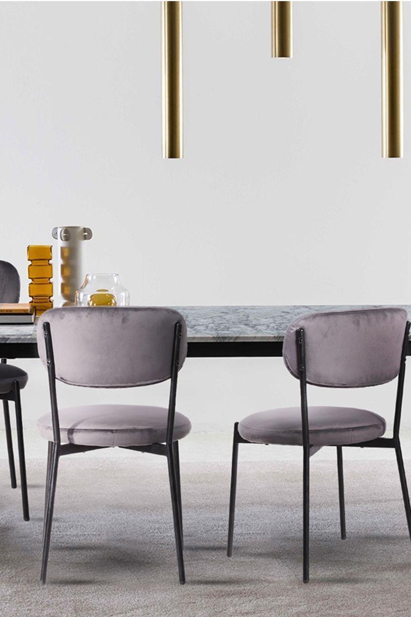 Pack 4 Sillas Acolchadas Tapiz Tela Gris-1