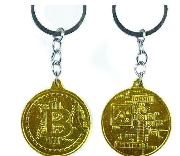 LLAVERO COLGANTE CADENA BITCOIN TIPO   KRYPTO DORADA AJ31-2