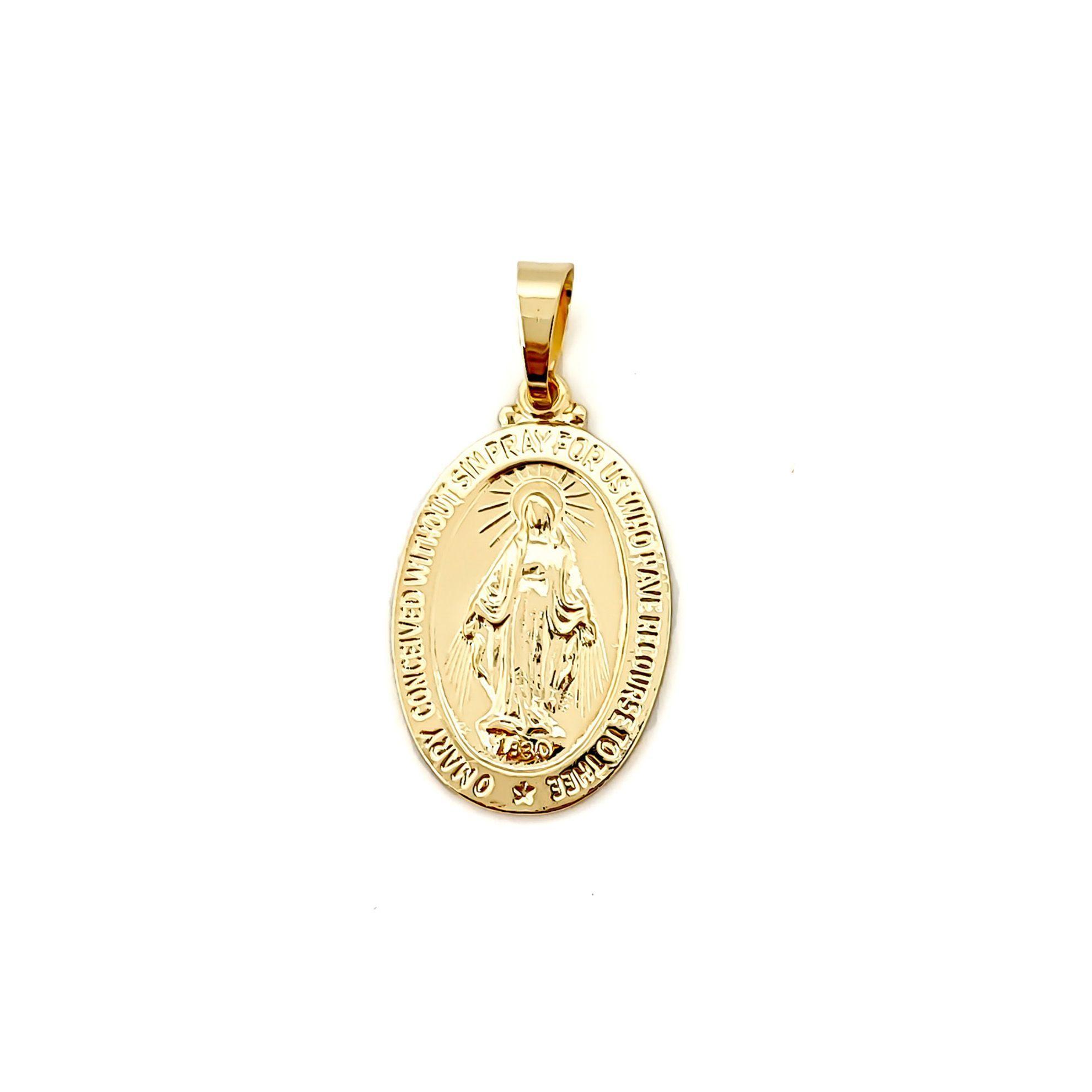Colgante Medalla Virgen de los Rayos Grande 20mm Enchapado Oro 18K-0