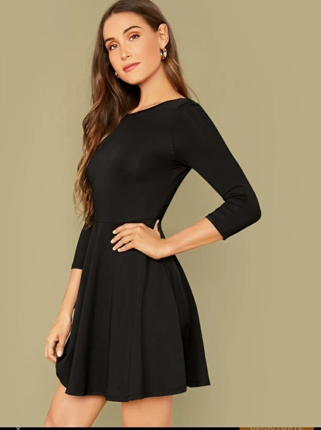 VESTIDO CORTO CASUAL MANGA  3/4 MODELO I069-0