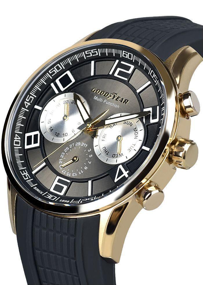 Reloj Multifunción Hombre Golden Black Goodyear Watches-1