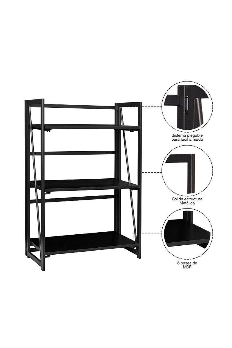 Estante de 3 Niveles Estructura de Metal  Negro-4
