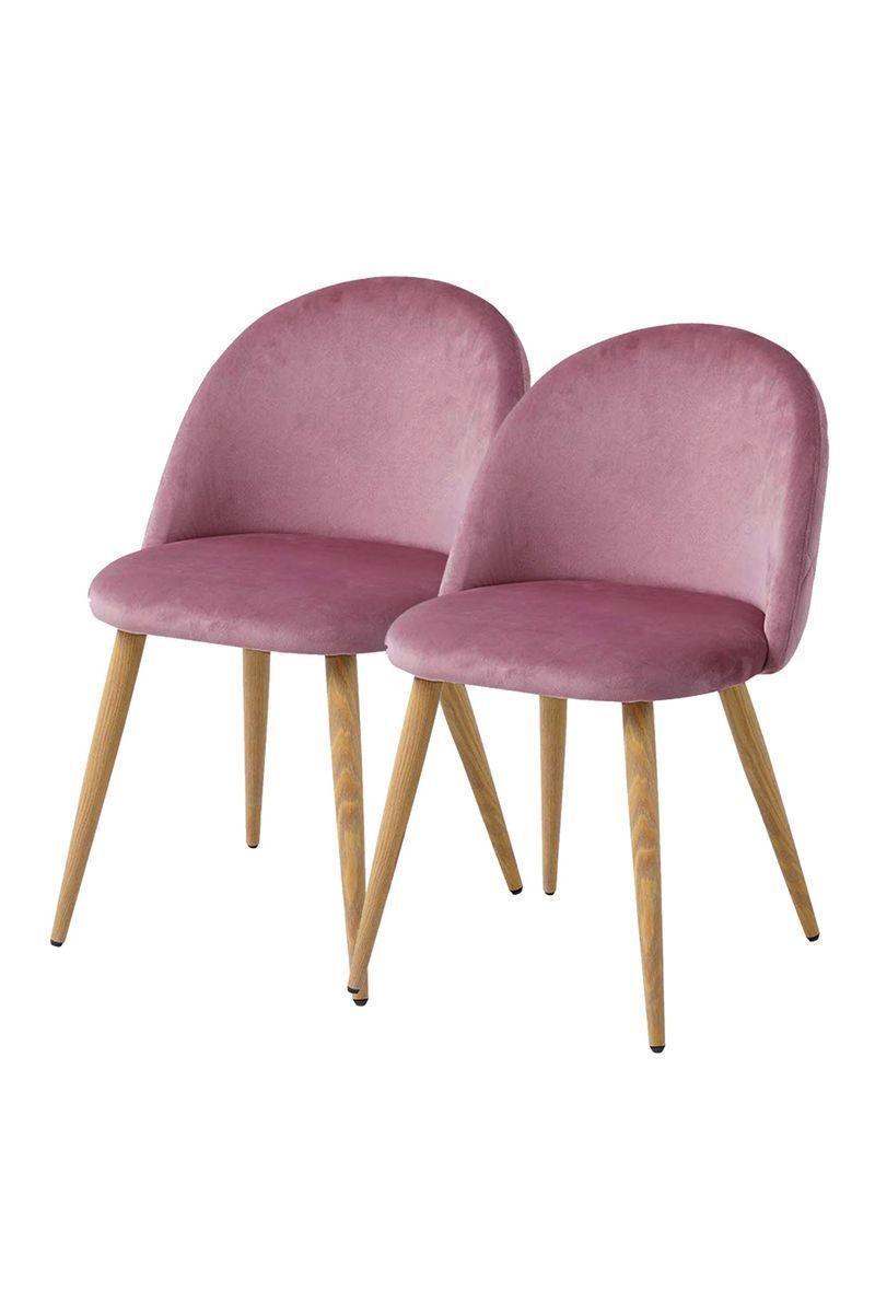 Pack 2 Sillas Comedor Sitial Terciopelo Rosa-0