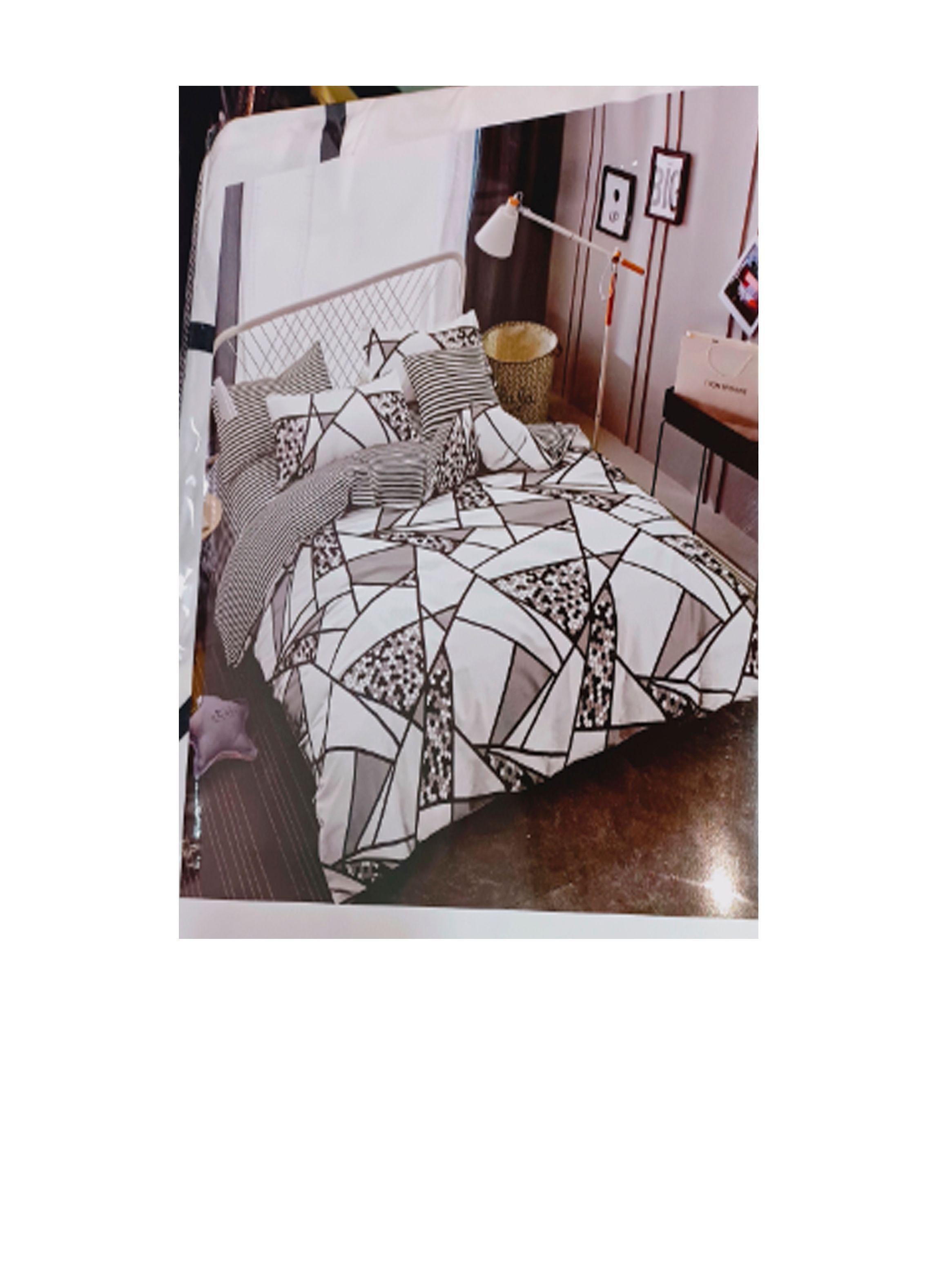 sabana 177 hilos blanco gris diseño 2 plazas -1