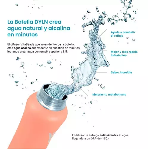Botella Térmica de Agua Alcalina 946ml Coral Dyln-3
