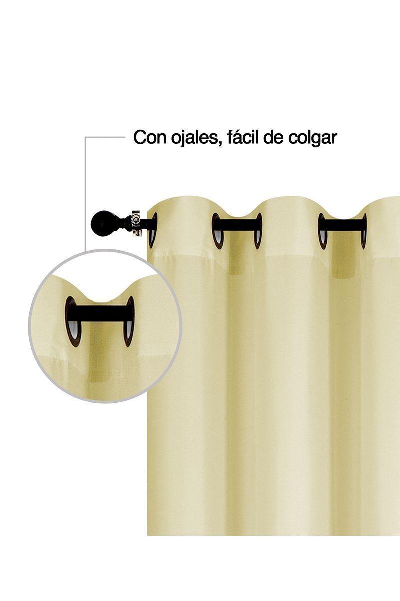 Pack 2 Cortinas de Tela Ojales 140x220 cm Beige-4