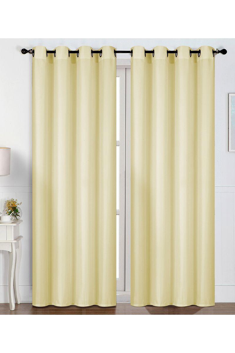 Pack 2 Cortinas de Tela Ojales 140x220 cm Beige-1