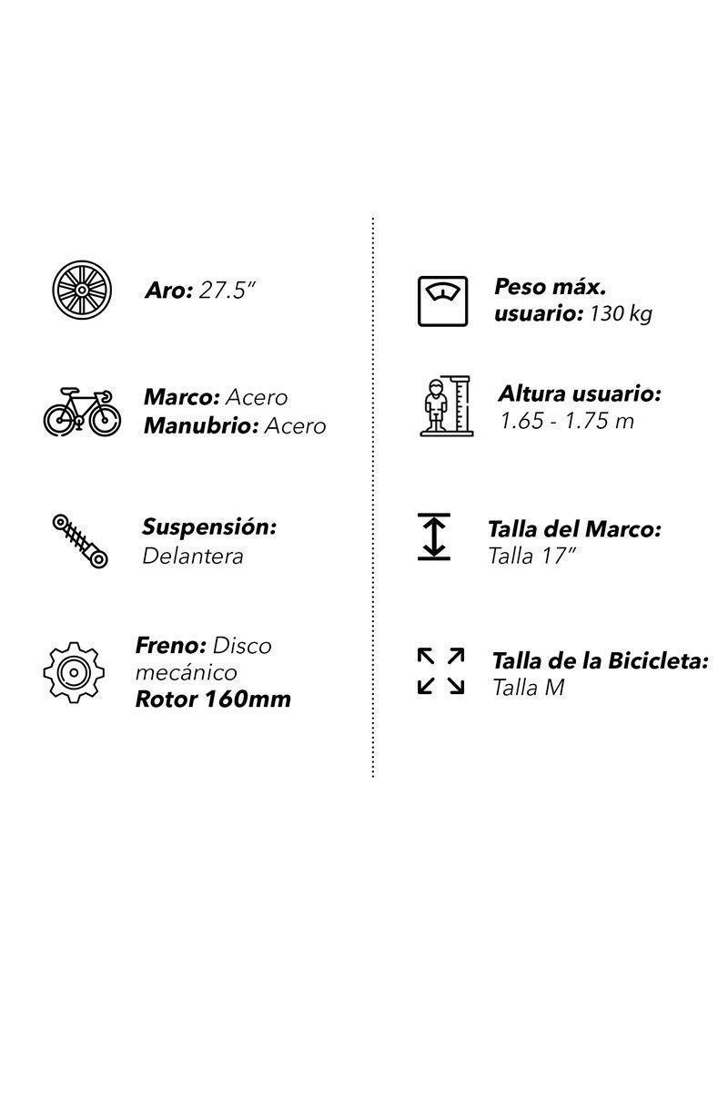 Bicicleta Mountain Bike Knight Aro 27,5" Azul-2