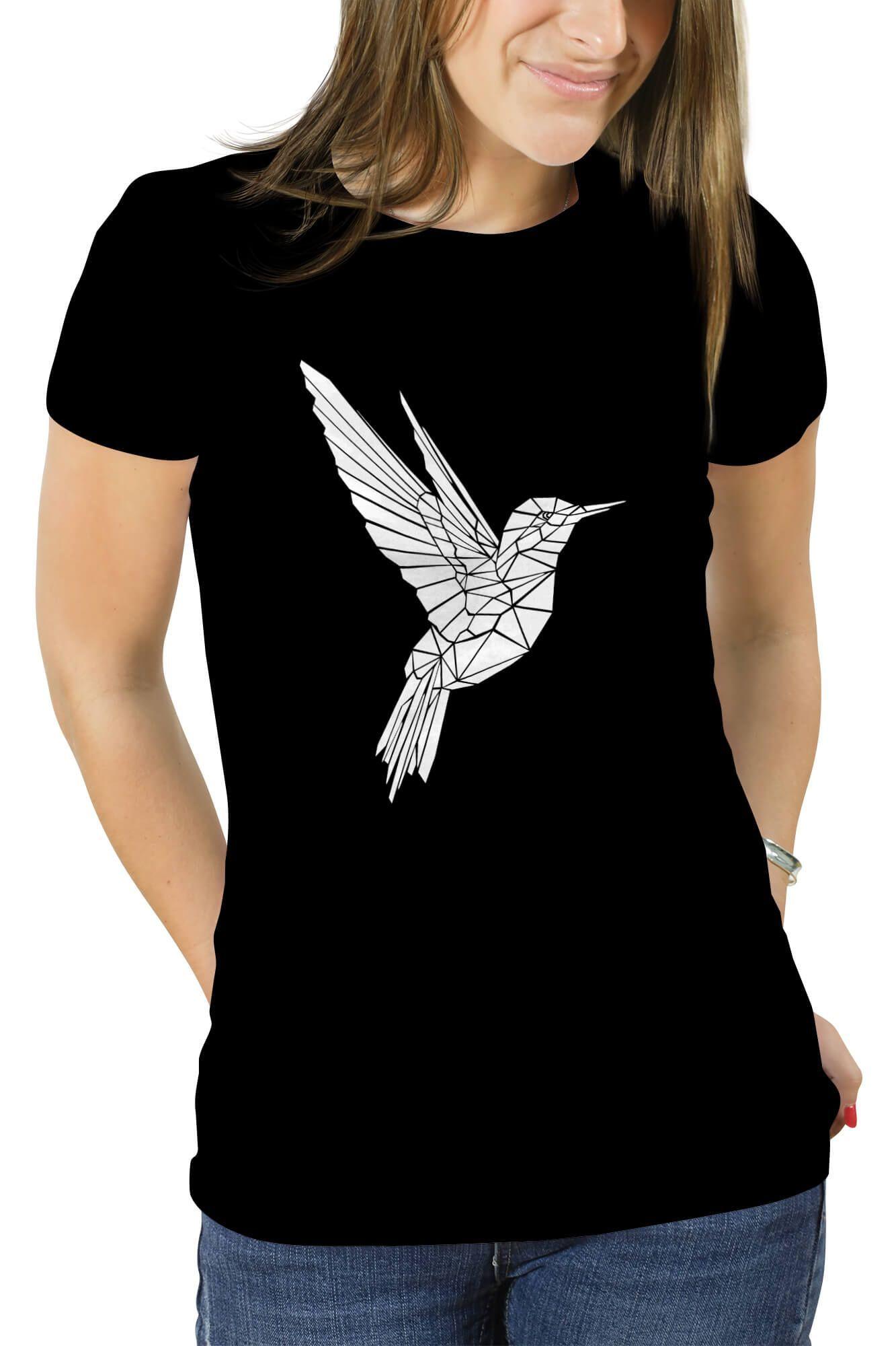 Polera mujer diseño Colibrí Geométrico-0