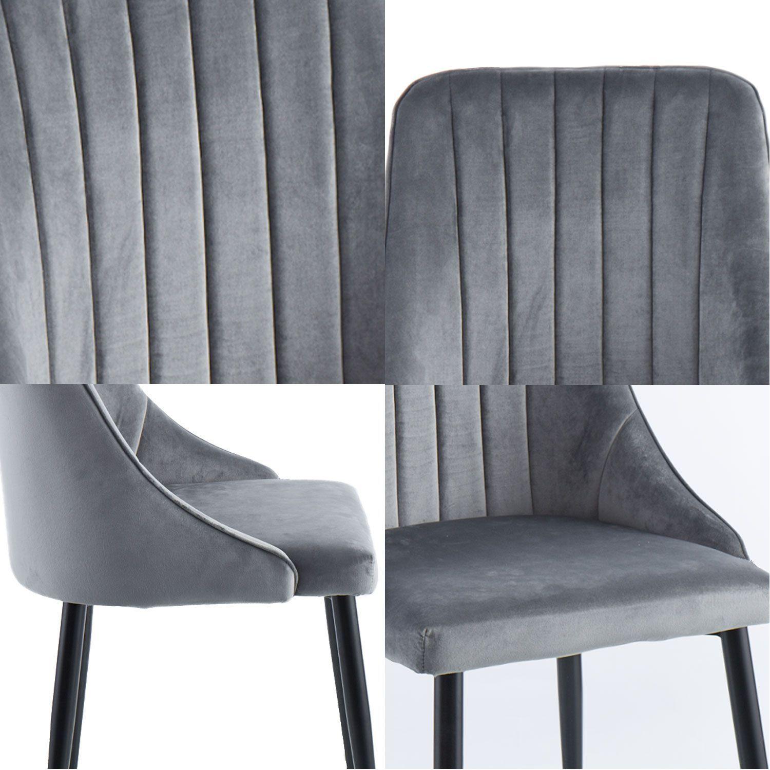 Pack 2 Sillas Comedor Terciopelo Giorgio Gris-4