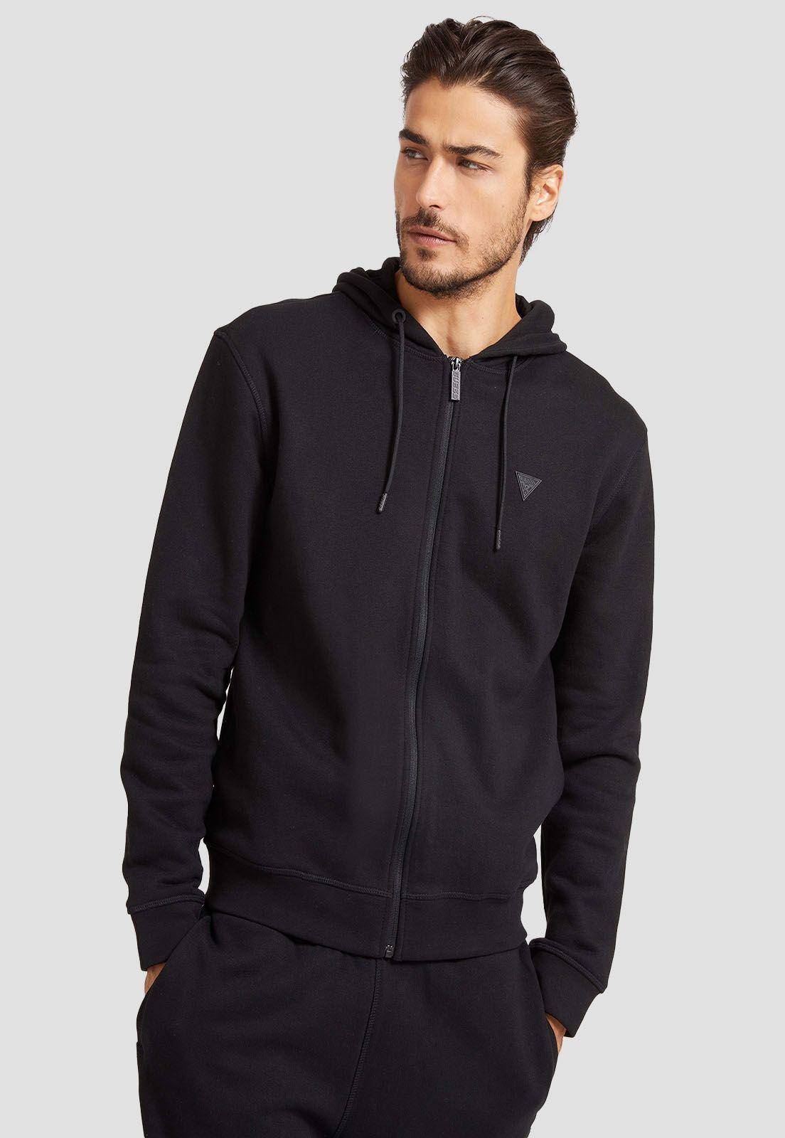 Poleron Guess Aldwin Zip Hooded Sweatshirt Jblk-0