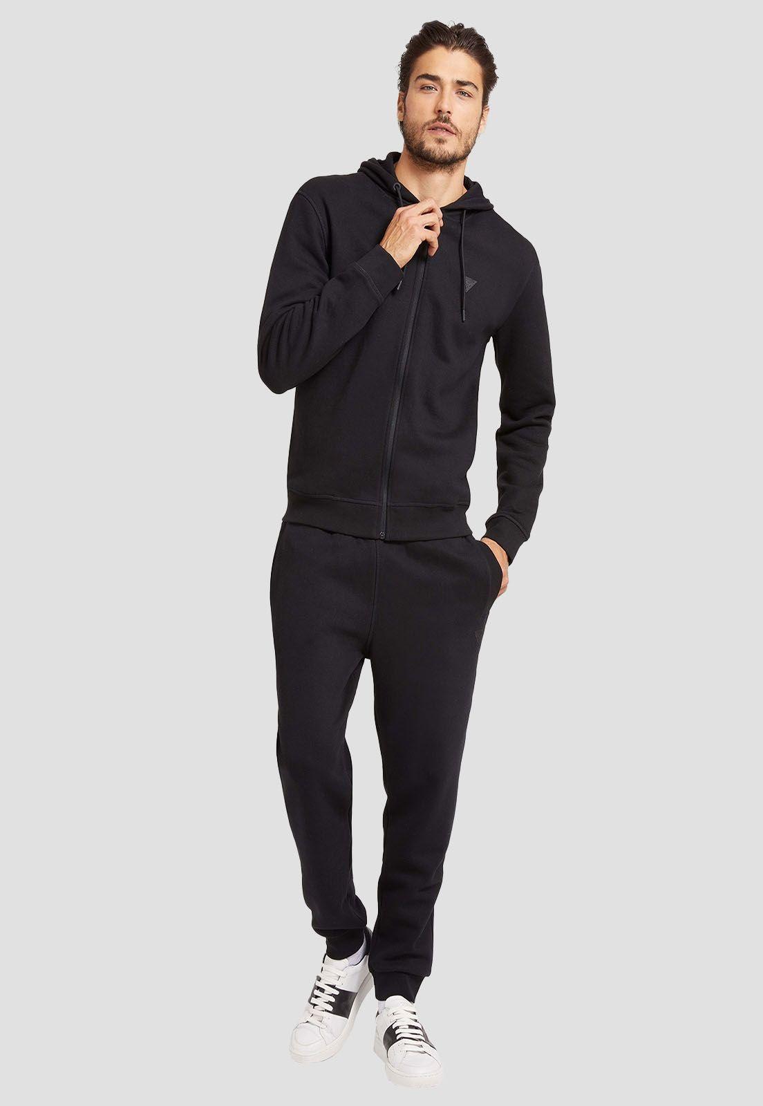 Poleron Guess Aldwin Zip Hooded Sweatshirt Jblk-1