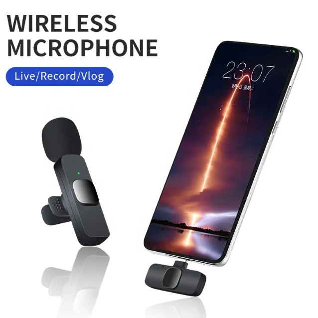 Micrófono De Solapa Inalámbrico Recargable Para Teléfonos Móviles-7