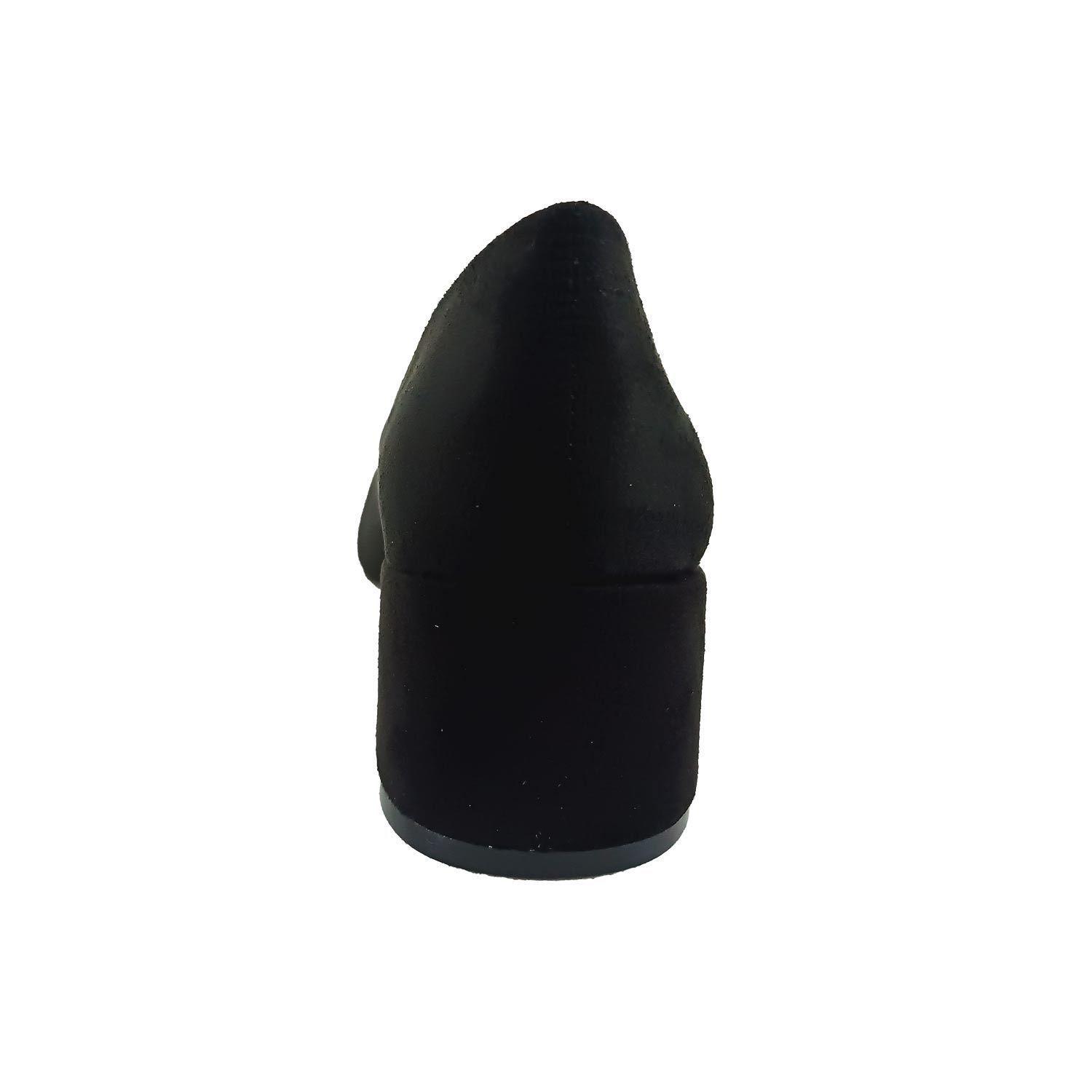 Zapato de Mujer Taco Bajo Cuadrado Negro UU676-3