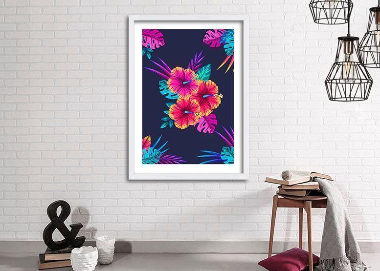 Cuadro 70x50 cm ilustración Hibiscus-1