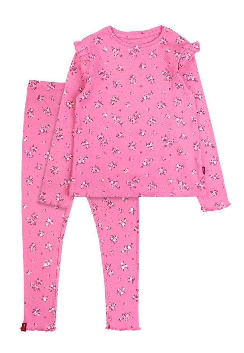 Pijama kids niña rib floral 324-0