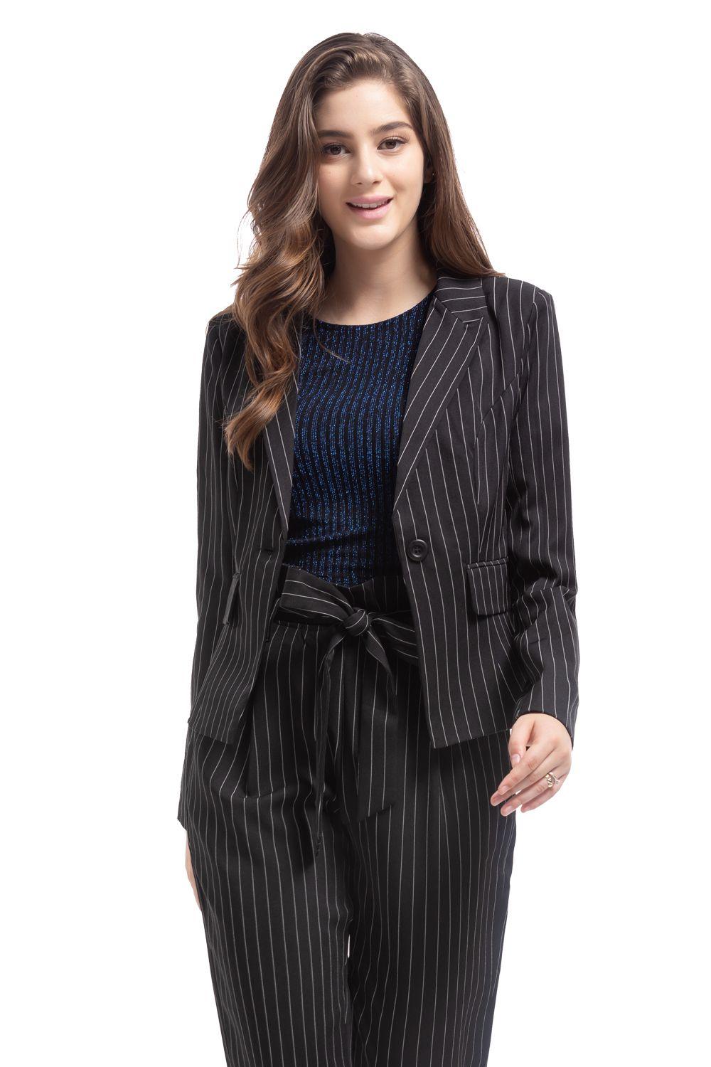 Blazer Rayas Negro Nicopoly-1