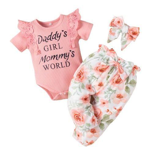 Conjunto pilucho, pantalón y cintillo niña la pequeña de Mamá recien nacida-0