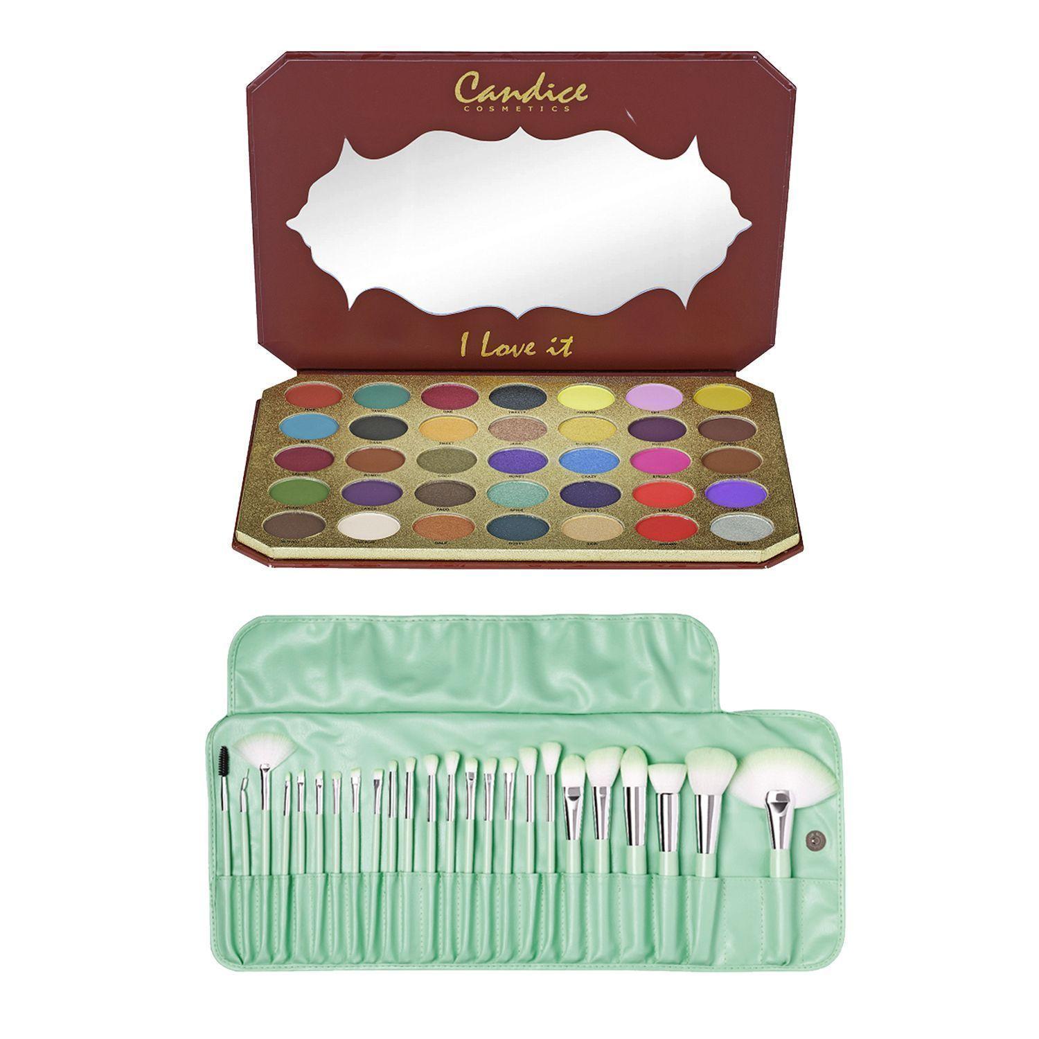 Pack Paleta de Sombras "I Love It" de Candice Cosmetics + Set de 24 Brochas Pastel Lime Party Beauty Creations-0