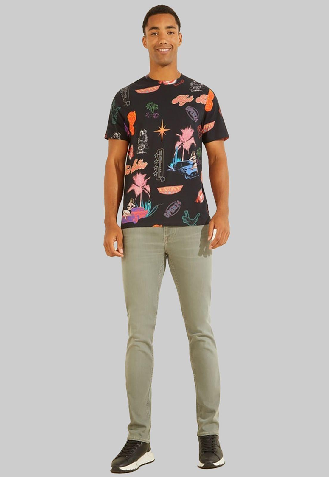 Polera Guess Road Trip Printed Tee JTMU NEGRO-1